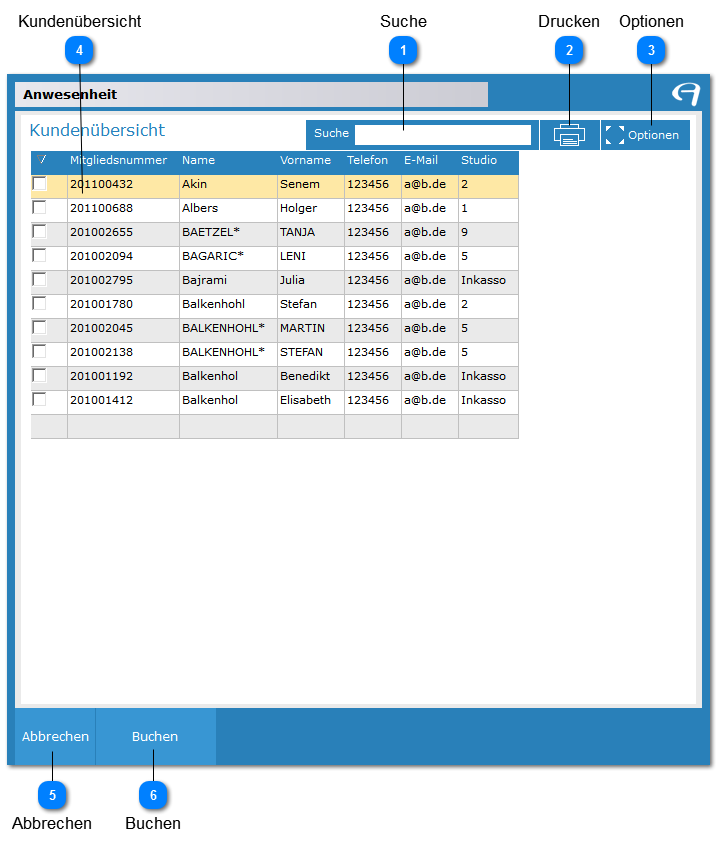 Aidoo Manage - Teilnehmer Anwesenheit