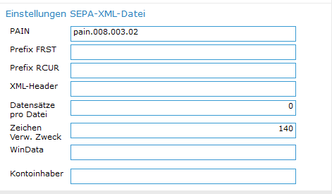 2. Einstellungen SEPA-XML-Datei